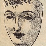 ... mit der Abbildung einer mit Rosen verziehrten Pappmasche-Larve aus einem französischen Maskenkatalog des Jahres 1903